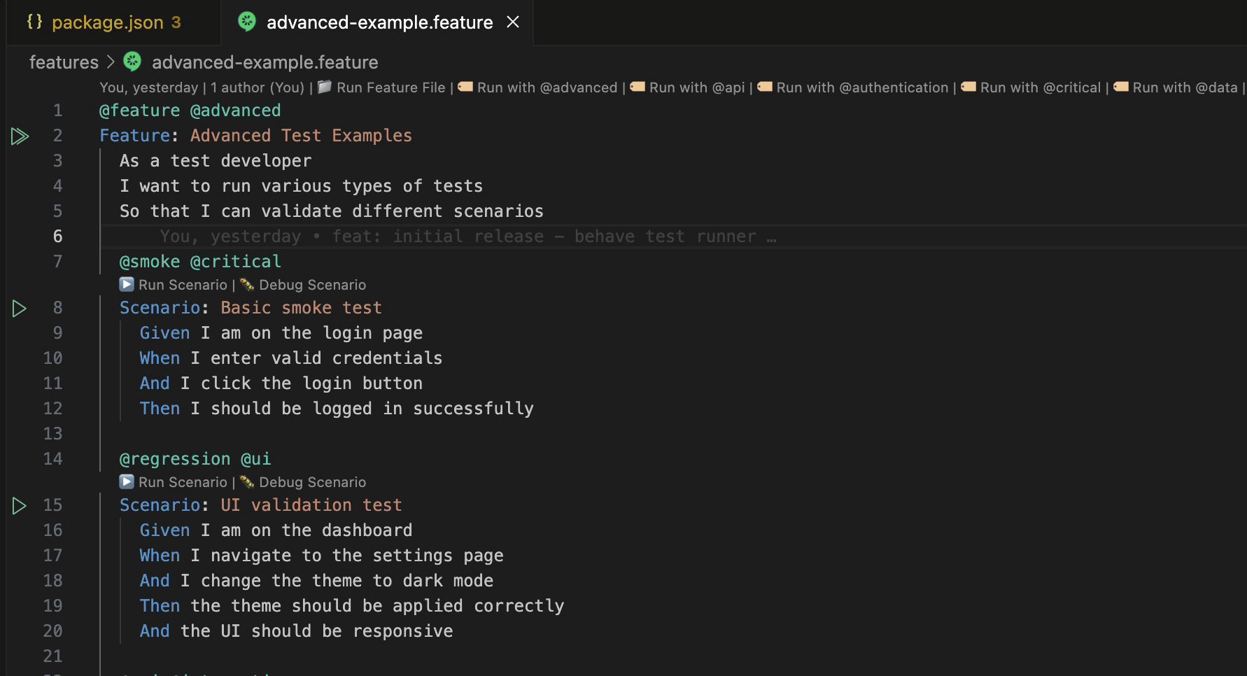 executing a feature from side